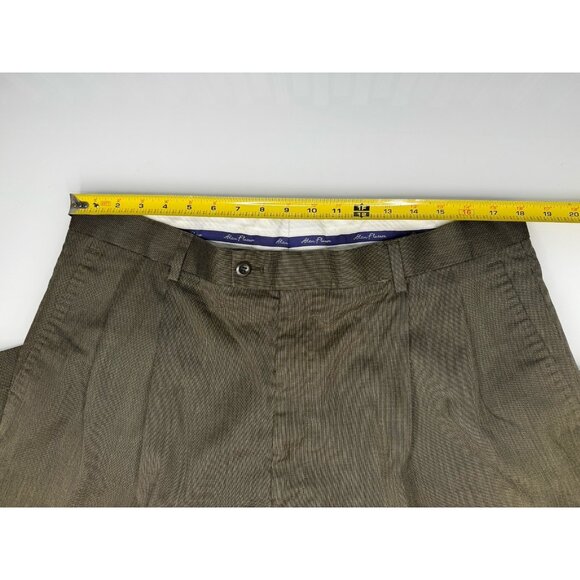 Alan Flusser Men's Dress Pants 38x30 Brown Wool Blend Pleated Classic Fit - Picture 7 of 7